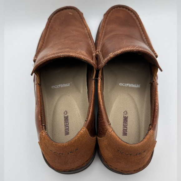 Wolverine Men’s ics Leather Slip On Loafer Shoes Size 11.5EW ecoOrthoLite Brown - Picture 6 of 7